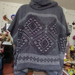 Steve Madden OSFM Long Neck Poncho-Type Sweater Cover-up